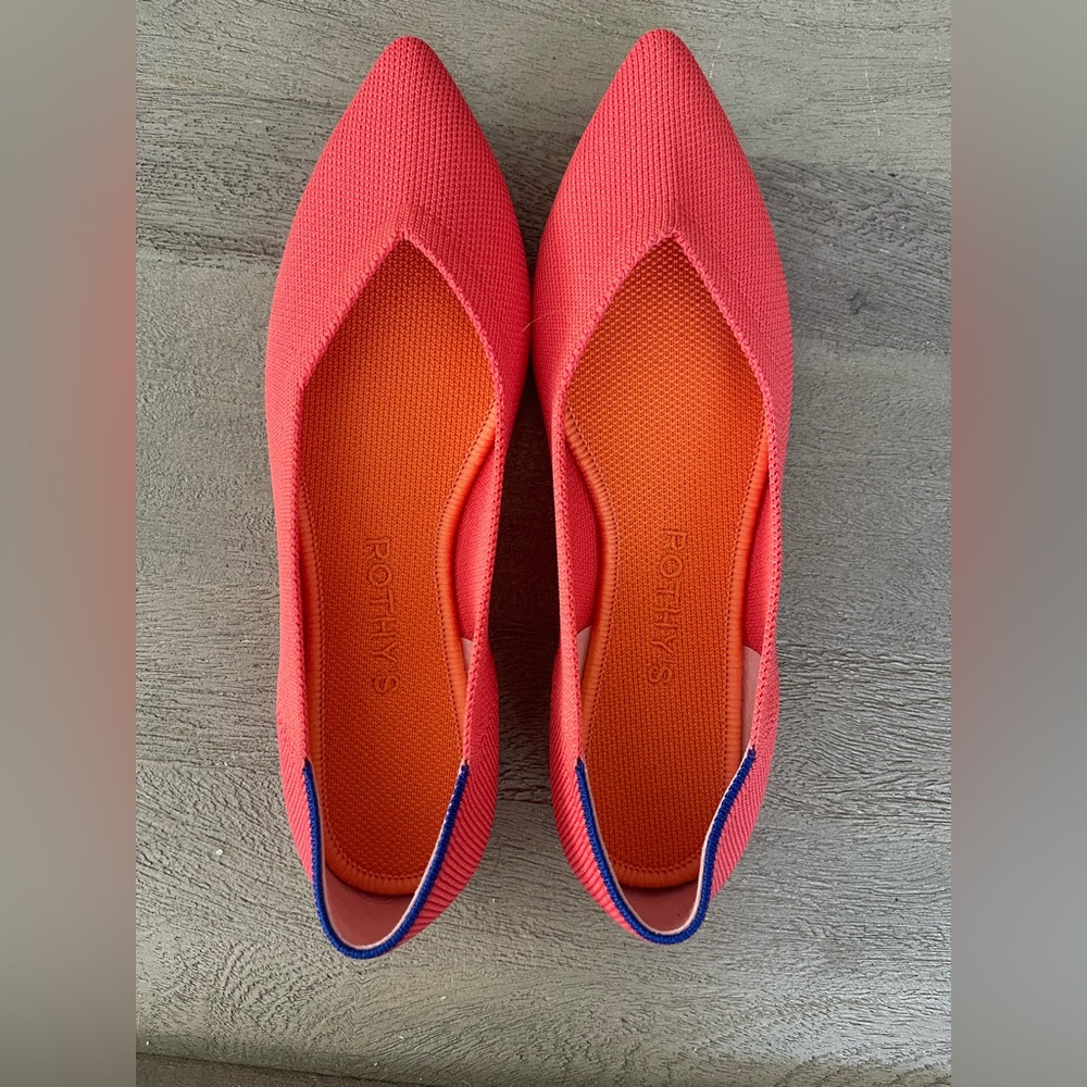 Rothy's THE POINT Pink and Orange Flats